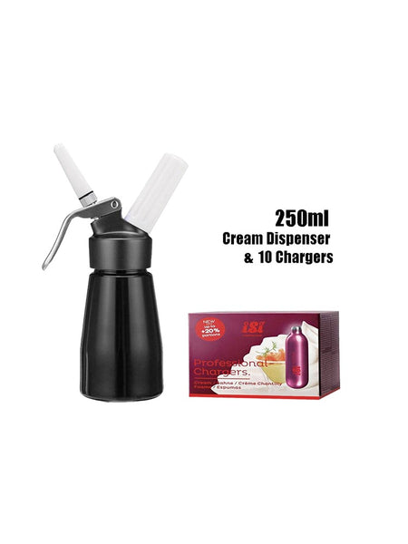 Black Whipped Cream Dispenser 250ML & Isi Professional Whip Cream Charger 10 Pack