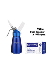 Blue Whipped Cream Dispenser 250ML & Supreme Whip Cream Chargers 10 Pack