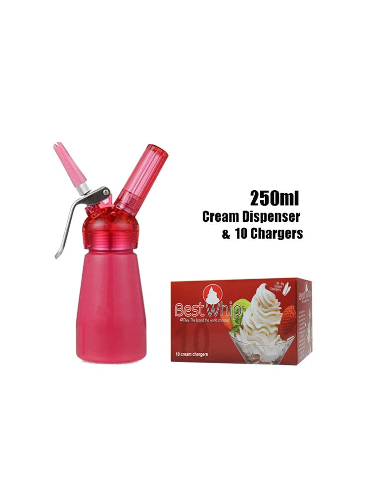 Pink Whipped Cream Dispensers 250ML & Best Whip Cream Chargers 10 Pack
