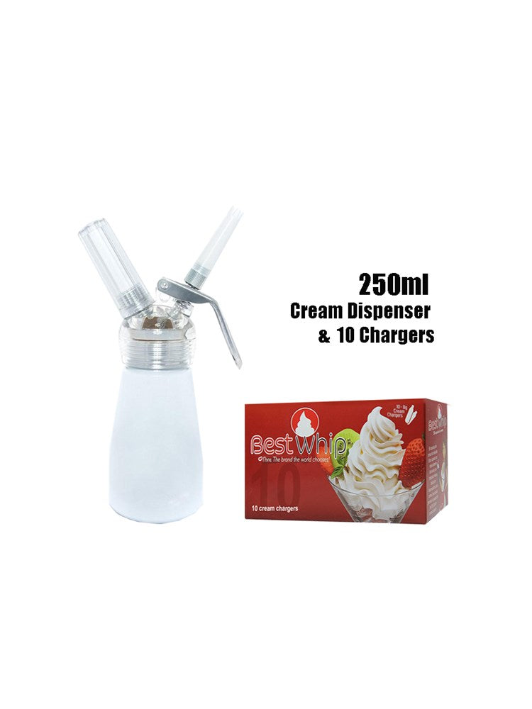 White Whipped Cream Dispensers 250ML & Best Whip Cream Chargers 10 Pack