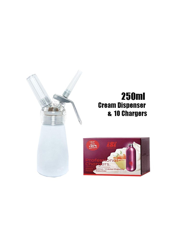 White Whipped Cream Dispensers 250ML & Isi Professional Whip Cream Charger 10 Pack