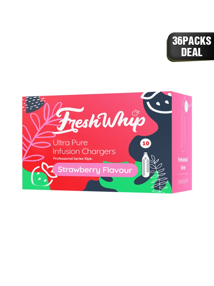 BOM Fresh Whip Strawberry Cream Charger 10Pack x 36 (360Pcs)