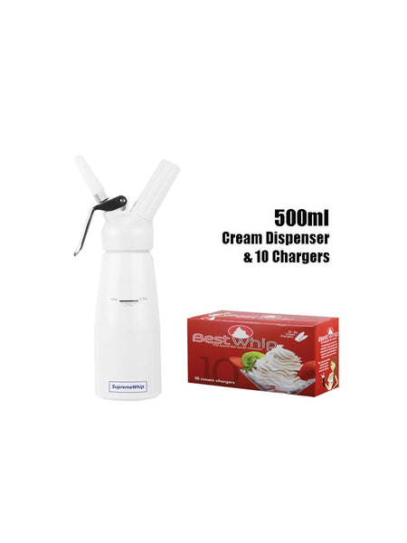 500 ML Supreme Whip Dispenser 500ML White & Best Whip Cream Charger 10Pack (8g)