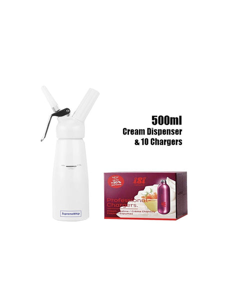 500 ML Supreme Whip Dispenser 500ML White &    Isi Professional Whip Cream Charger 10 Pack